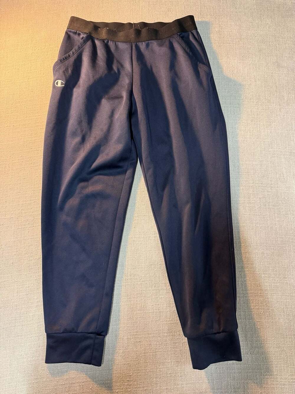 Champion Women's Athletic Logo Jogger Pants in Navy Blue